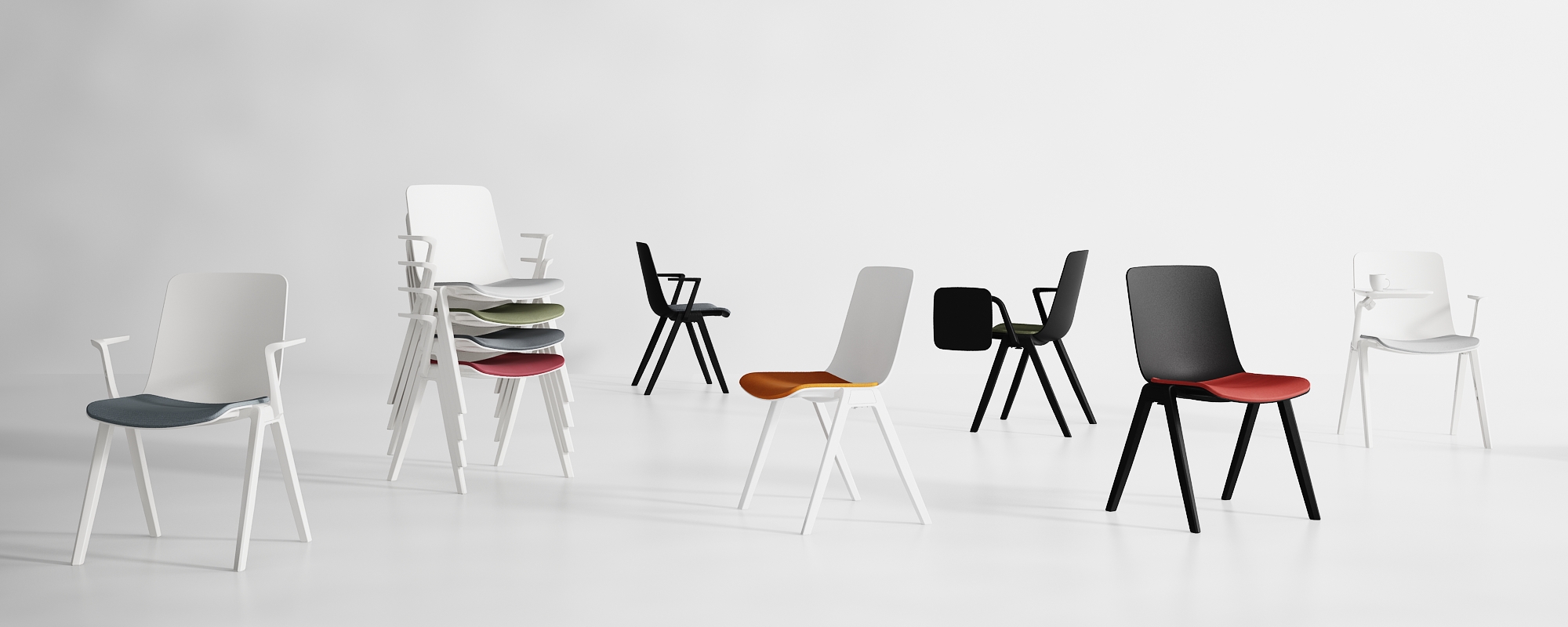 Ergofy conference chair white with writing desk